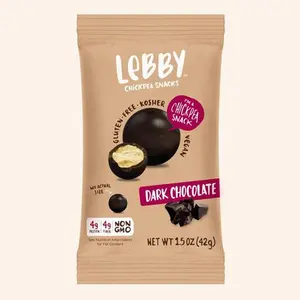 Lebby Snacks, Chocolate Covered Chickpeas, Dark Chocolate, 1.5oz, 6 pack