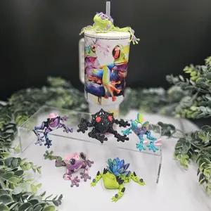 Frog straw accessory Articulated tumbler charm Fit most 40oz tumbler straws and smaller Stylish  straw buddy Drinkware