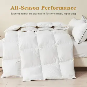 White Goose Down Comforter for Large Double Bed, Thickened Warm and Fluffy Winter Quilt, Super Soft and Breathable Like Five-Star Hotel, Suitable for All Seasons Luxury Bedding, 8-Corner + Center Ring Design (220x240cm)