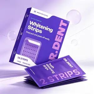 DR.DENT Purple Teeth Whitening Strips, 21 Whitening Sessions, Peroxide-Free Enamel Safe Non-Sensitive Gentle Teeth Bleaching Strips for Daily Home Use