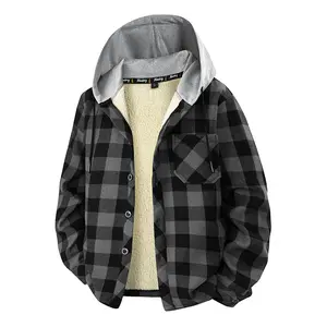 Men’s Plaid Hooded Jacket - Menswear, Long Sleeves, Stylish Casual, Versatile Autumn-Winter Outerwear Top