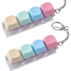 Hyekit 2 Pack Keyboard Fidget Toy - Creamy Stress Relief Fidget Clicker Keychain - MOA Keycaps with Ultra-Satisfying Tactile Feel, Quiet Fidget Toys for Adults, for Office& ADHD Focus