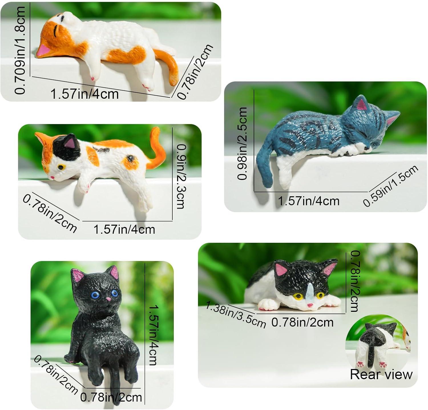 5-Piece Cute Cat Car Dashboard Decor Set, Anime Style Ornaments for Women & Girls, Interior Rearview Mirror Accessories, Home Office Garden Gift