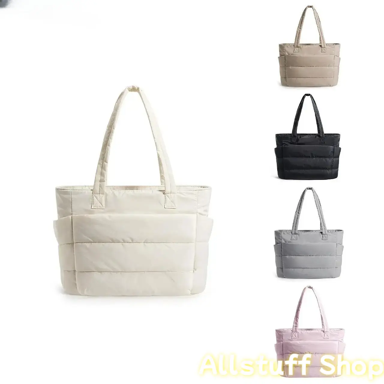 Puffy Bubble Tote Bag 3 Sizes for Women Quilted Laptop Shoulder Handbag, Lightweight Work Tote with Multiple Compartments for Travel & Work Organize Zipper Closure Durable Tote bag SpringStatements