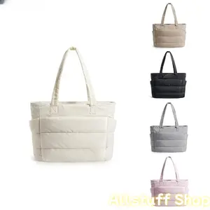 Puffy Bubble Tote Bag 3 Sizes for Women Quilted Laptop Shoulder Handbag, Lightweight Work Tote with Multiple Compartments for Travel & Work Organize Zipper Closure Durable Tote bag SpringStatements