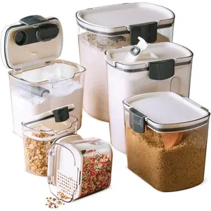 Baker's Airtight Kitchen Storage Canister Container Set for Flour, Sugar & More, Keeps Ingredients Fresh, with Accessories (Multicolor, 6- )