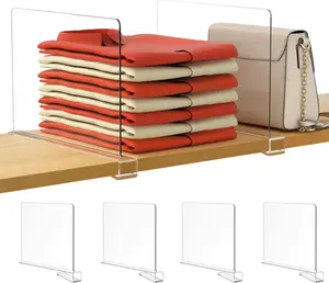 Closet Organizers and Storage, Clear Shelf Dividers, Vertical Purse Organizer for Closet Perfect for Sweater, Shirts, Handbags in Bedroom and Kitchen, Acrylic Bookshelf for Organization