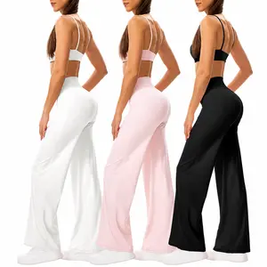 3 Pack High Waisted Wide Leg Yoga Pants - Casual Straight Leg Workout Trousers, Soft Stretch Lounge Pants for Women, Butt Lifting, Non See Through, for Gym, Loungewear & Daily Wear