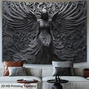 2D Flat Shadow Queen Embossed Tapestry, Gothic Dark Cage Polyester Wall Art Decor for Living Room Bedroom Office Party, Perfect Creative Gift Party Banner