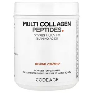 Codeage Multi Collagen Peptides Powder, Unflavored, 20 oz (567 g)