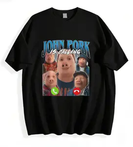 Unisex 100% Cotton John Pork Is Calling Funny Meme Graphic T-Shirt