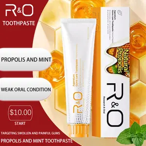 R&O propolis and mint toothpaste, 3.4 ounces (about 100.1 grams) - very suitable for oral inflammation, targeting swollen and painful gums and fragile oral cavity, lasting fresh breath, reducing dental plaque and promoting oral health.