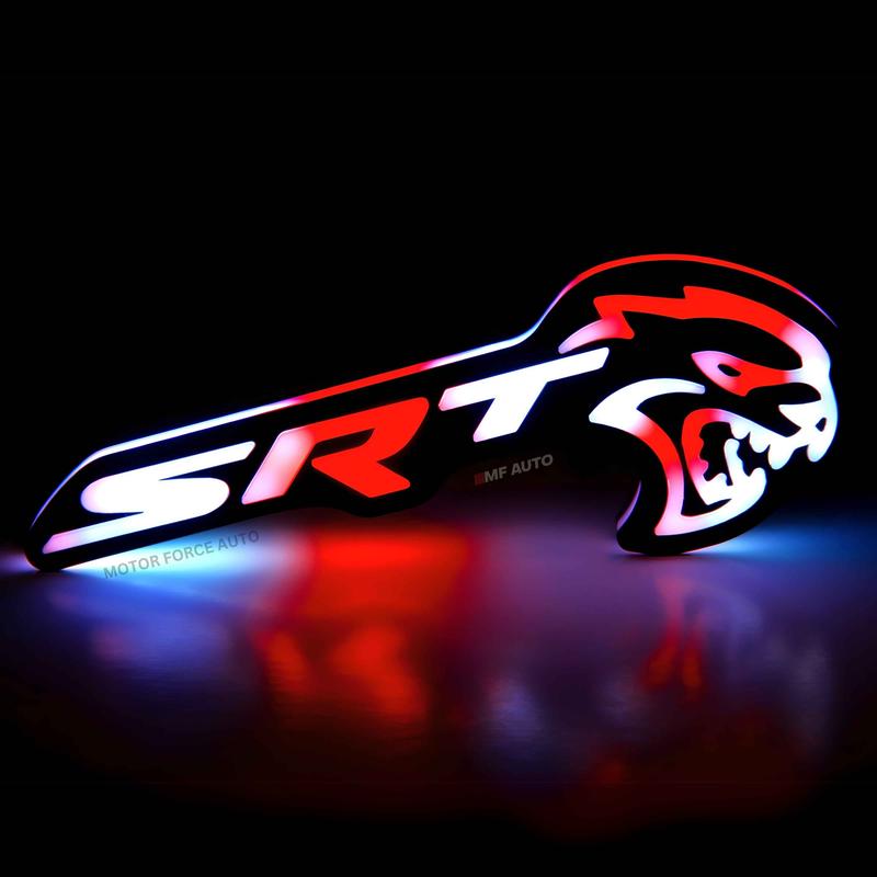 Flow Series SRT Hellcat RGBW LED Badge Emblem Logo for Dodge Charger, Challenger, Chrysler, and Jeep