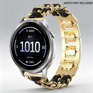 Suitable for Garmin Venu 3 strap 45mm/Venu 4 45mm/Venu2/Vivoactive 4, 22mm quick release steel metal strap replacement strap, suitable for Forerunner 570-47mm/265/255 women's Cuban strap