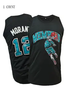 Men's Letter #12 Embroidery Basketball Jersey, Loose Sleeveless Crew Neck Tank Top, Jersey Tops, Breathable Comfortable Basketball Jersey for Outdoor Activities & Training