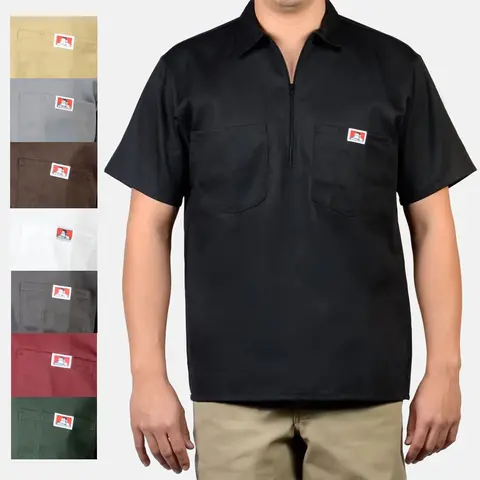 Ben Davis Men's Solid Short Sleeve 1/2 Zip Shirt