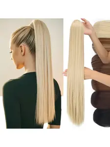 85Cm Strap Ponytail Chemical Fiber Wig Women'S Long 34 Inch Straight Hair Extension Long Straight Clip-In Ponytail Wig Looking Synthetic Hair Extensions, No Glue/Sew-In for Women Soft Synthetic Hair Glueless Clip In