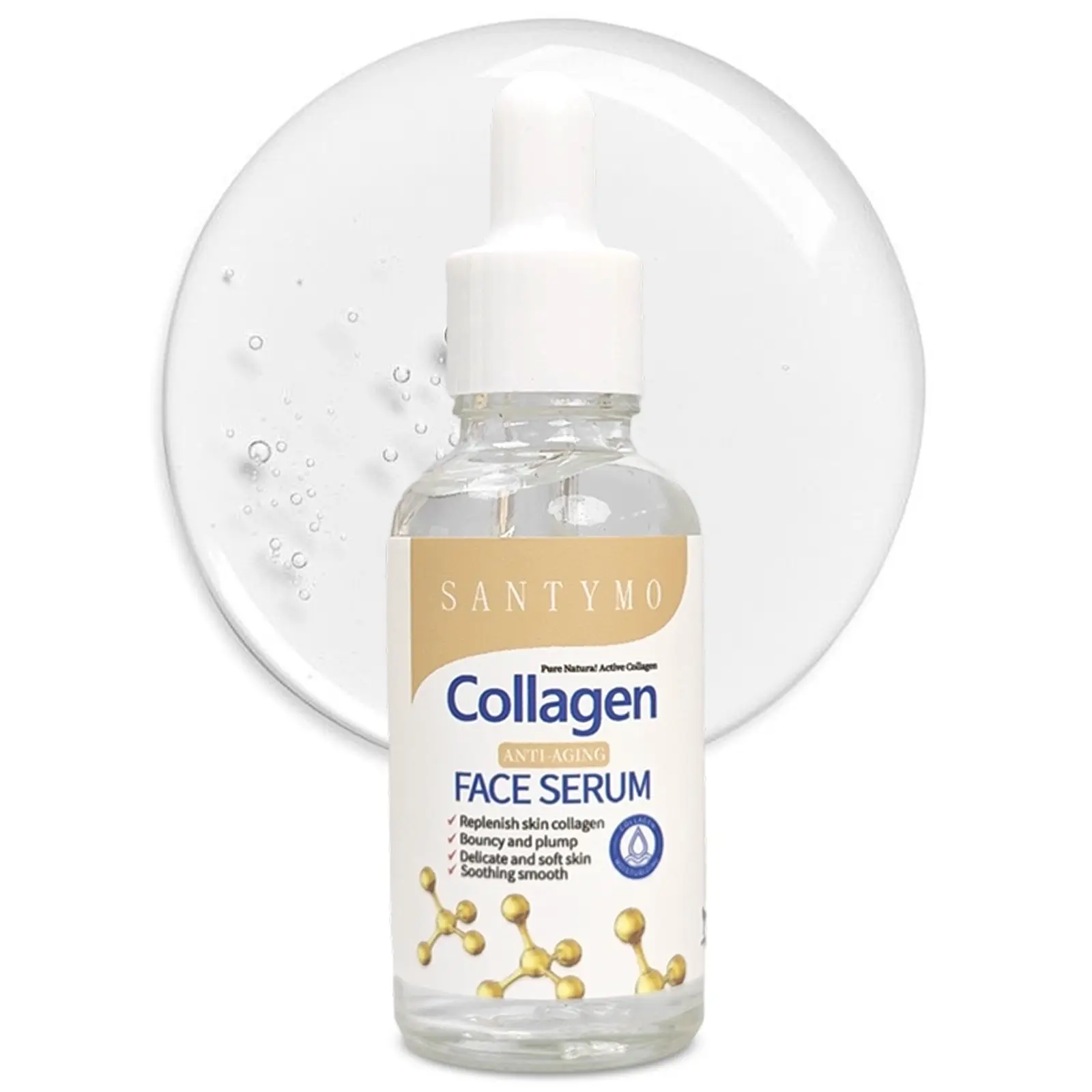 JD CONCEPT Santymo Gentle Collagen Face Serum 1 fl oz - Anti Aging Facial Serum for Sensitive Skin, Nourishes Fine Lines & Dullness to Firming & Brightening, Lightweight Essence with Triple Hyaluronic Acid & Vitamin C