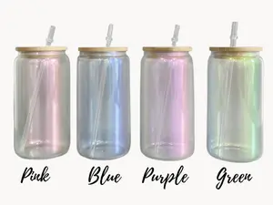 16 oz Pearl Irredescent Glass Can Sublimation Tumbler