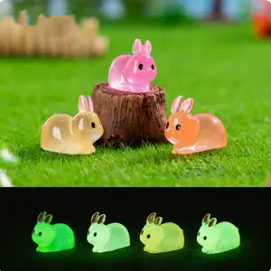 30pcs/50pcs Glow-In-The-Dark Fat Rabbits, Cute Animal Design, Night Light Small Animal Figurines, DIY Decorative Accessories, Miniature Desktop Ornaments, Home Decor Ornament