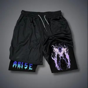 Solo Leveling 80s 90s summer men shorts for men jorts outfit men graphic shorts Double-layer sports shorts Comfortable short shorts summer