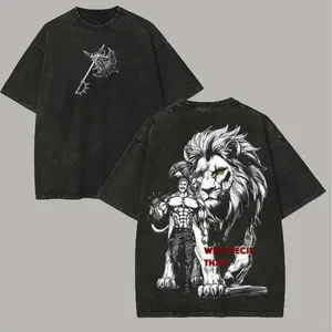 The Seven Deadly Sins Escanor Manga T-shirt Vintage Washed T Shirt Men's Unisex Clothes Short Sleeve Pure Cotton Tees Tops