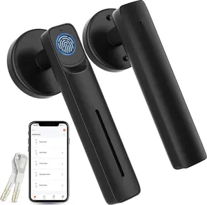 Fingerprint Door Lock with  APP,Fingerprint Door Knob,Biometric Door Knob Keyless Entry Door Lock with Tuya for /Bedroom/Office/Apartment/Airbnb Black