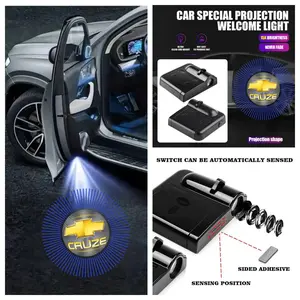 Chevrolet Logo Car Door Welcome Lights 4 Pack, For Chevrolet Silverado/Colorado Pickup Trucks, Peel-and-Stick No-Drill Non-Destructive Courtesy Lights