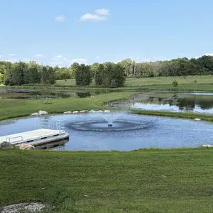 1HP 110V 750W 15000 GPH Floating Pond Fountain Aerator Pump, 100FT Power Cord, 2x100FT Ropes, PVC Float, Steel-Plastic Build, Fully Automatic for Larger Ponds/Lakes, Linear-V-Shape Water Circulation Pump
