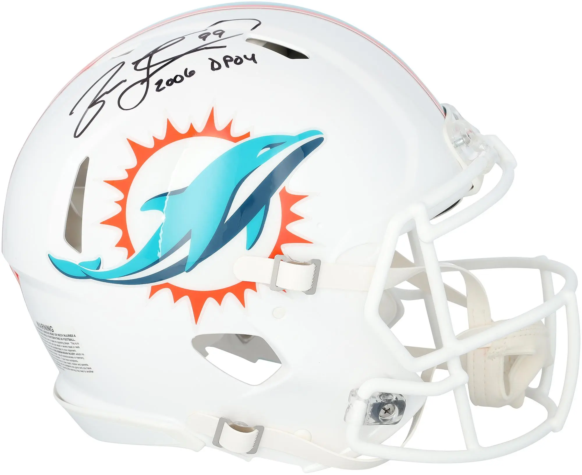 Jason Taylor Miami Dolphins Autographed Riddell Speed Authentic Helmet with "2006 DPOY" Inscription - Fanatics Authentic Certified