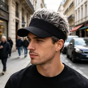 Men's Knit Wig Hats, Stylish Hip-Hop Caps with Brims, Trendy Knit Hats, Men's Party and Cosplay Accessories
