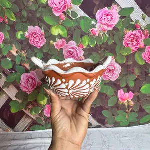 Relieve cazuelita salsera  chico color terracota con blanco Kitchen Utensils Tableware Bowls