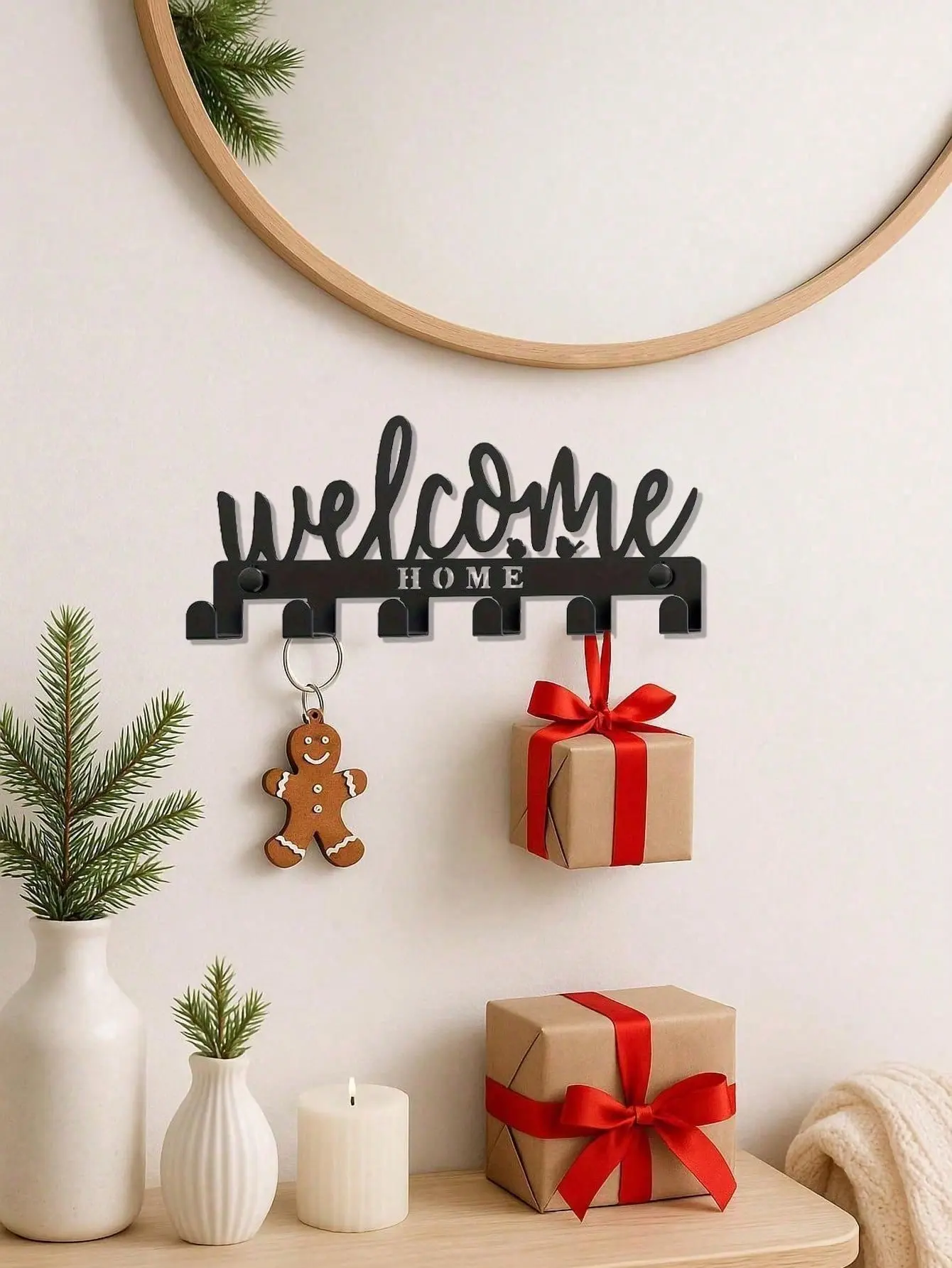 Vintage Metal Key Holder for Wall, Modern Minimalist Entryway Organizer with 5 Hooks, Farmhouse Rustic Key Rack for Home Office Decor, Space Saving Hallway Must Have - 2026 New