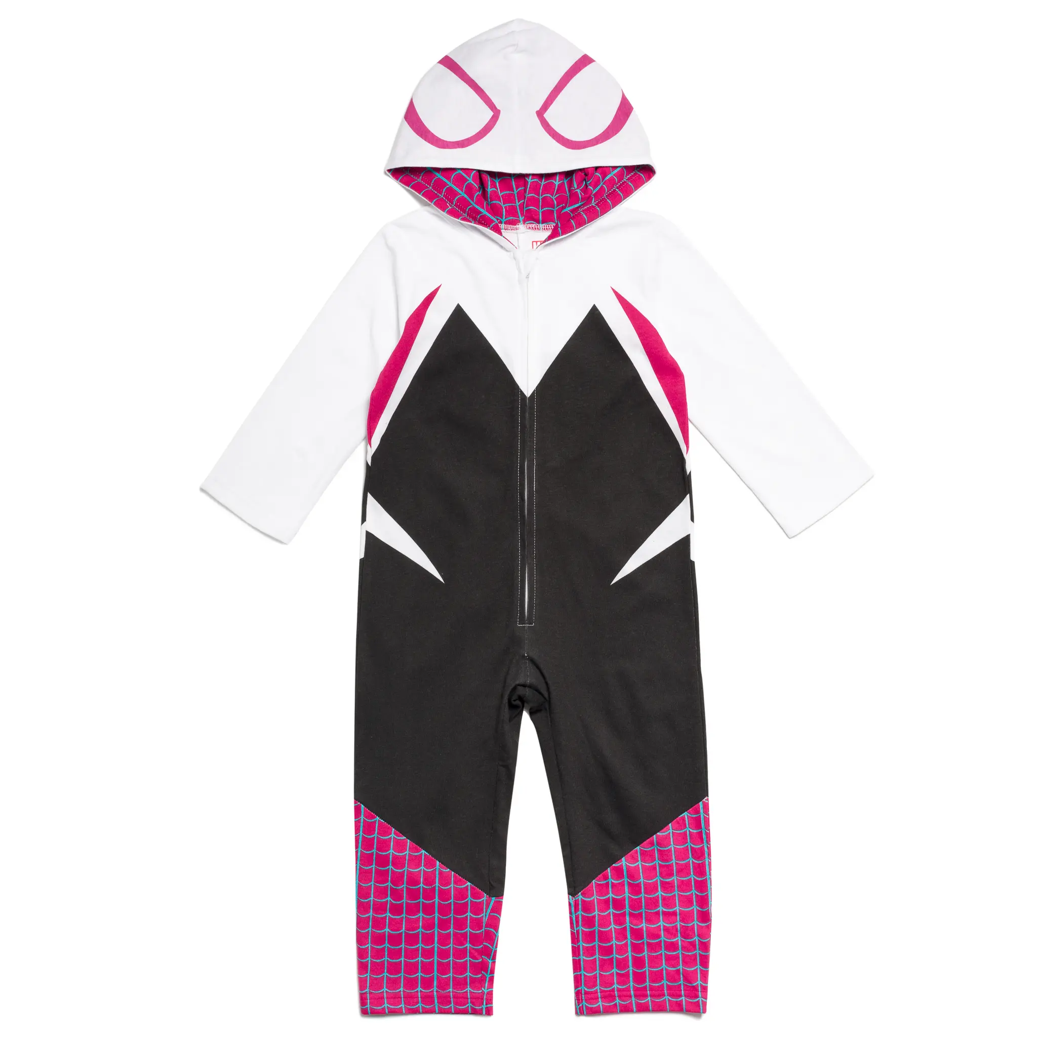 Marvel Spidey and His Amazing Friends Ghost-Spider Girls' Hooded Costume Coverall, Cotton-Blend Graphic Print Full Body Jumpsuit for Toddlers, Coveralls, 3-4 Years