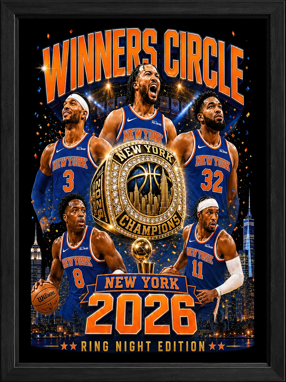 New York 2026 Poster, Winners Circle Basketball Poster, Ring Night Vintage Poster, NY Sports Fan Gift