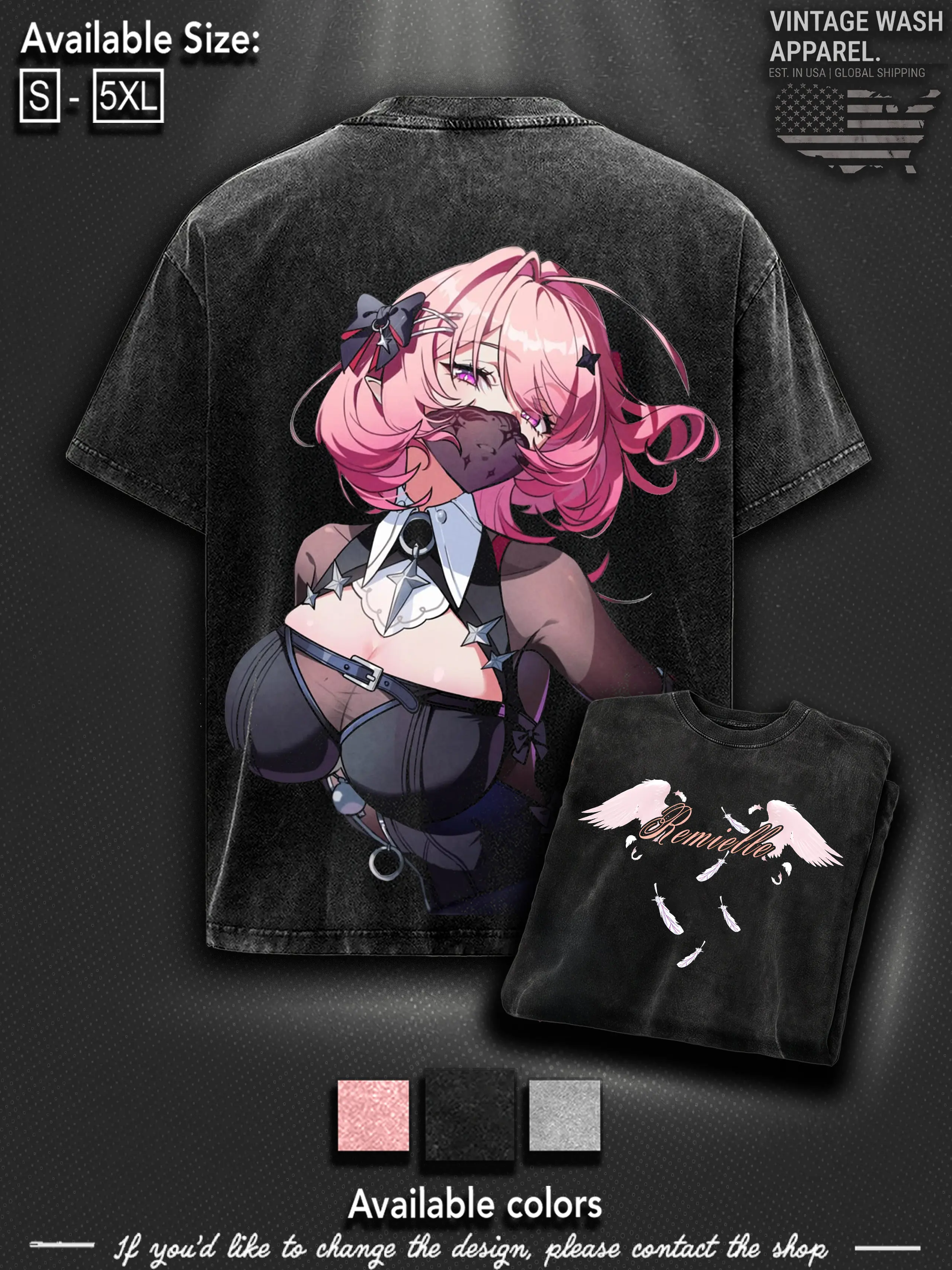 Zenless Zone Zer0 Remielle Dan   Character Game Shirt, ZZZ Game Oversized Cotton Casual Top for Men, Menswear Crewneck Tshirt Breathable Classic