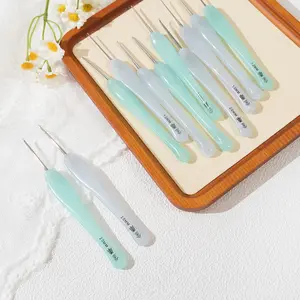 Gold Lan Hook Needle Resin Handle Blue Moonlight Hand-Finished Stainless Steel Tip Manual Knitting Tool, Crochet Hook for Crafting