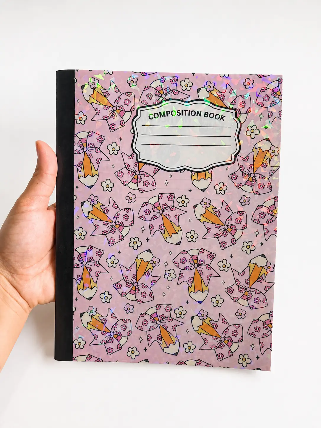 Holographic Composition Notebook | Cute Back to School Notebook | Handmade Spiral School Journal