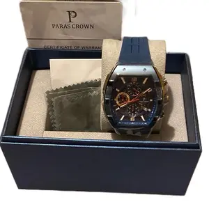Paras Crown Watch with Red and Blue Strap Band Options - Stylish Design and Functional Features