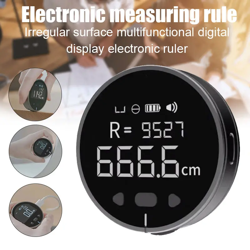 Mini Electronic Measuring Ruler 99m LCD Display High Precision Digital Tape Measure Lightweight Portable 8 Functions 35g