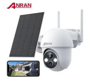 2K Solar Security Camera with Spotlight, ANRAN 360° View Wireless Outdoor Camera, Waterproof PIR Detection, Rechargeable Battery Powered Home Surveillance Camera with Color Night Vision 2-Way Audio