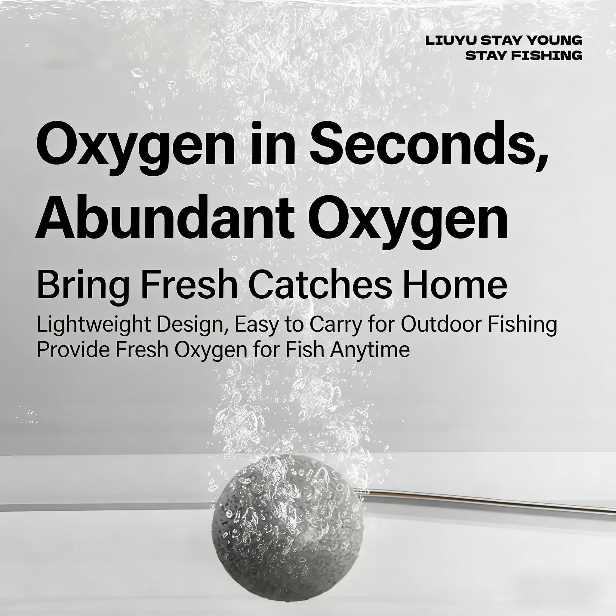 Live bait oxygen pump, IPX7 waterproof, magnetic charging, portable lightweight design, three adjustable airflow speeds, up to 20 hours battery life, suitable for outdoor fishing, emergency power outages, and live fish transport.