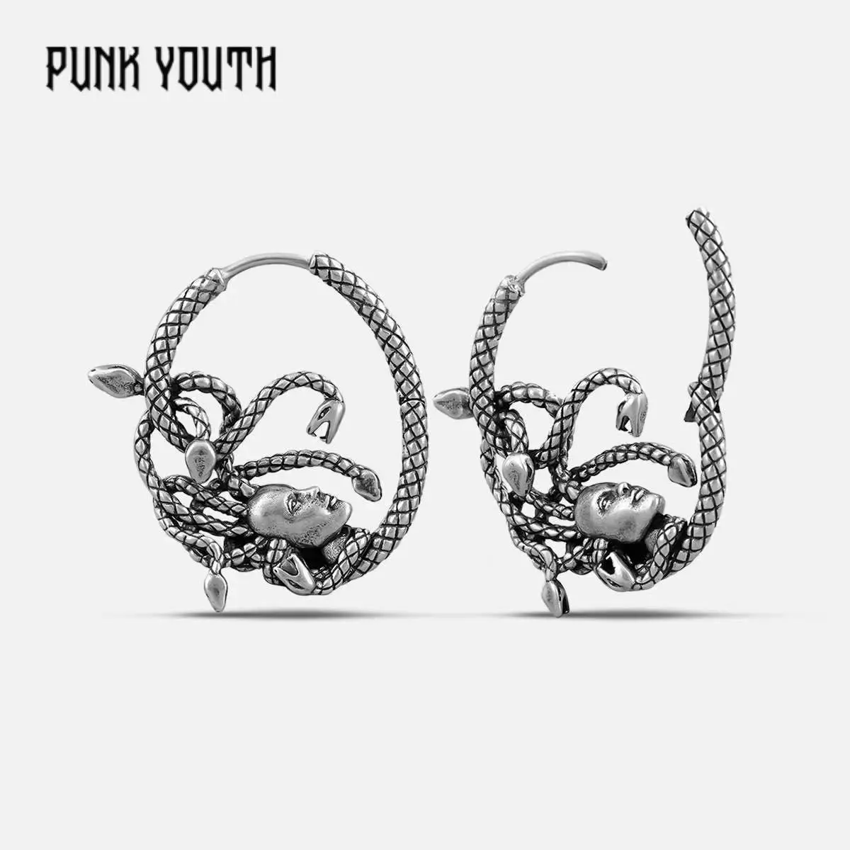 925 Sterling Silver Post Enchanted Medusa Earrings, 33mm, Corrosion-Resistant Brass Accents, Comfortable for Sensitive Skin, Ideal for Adults