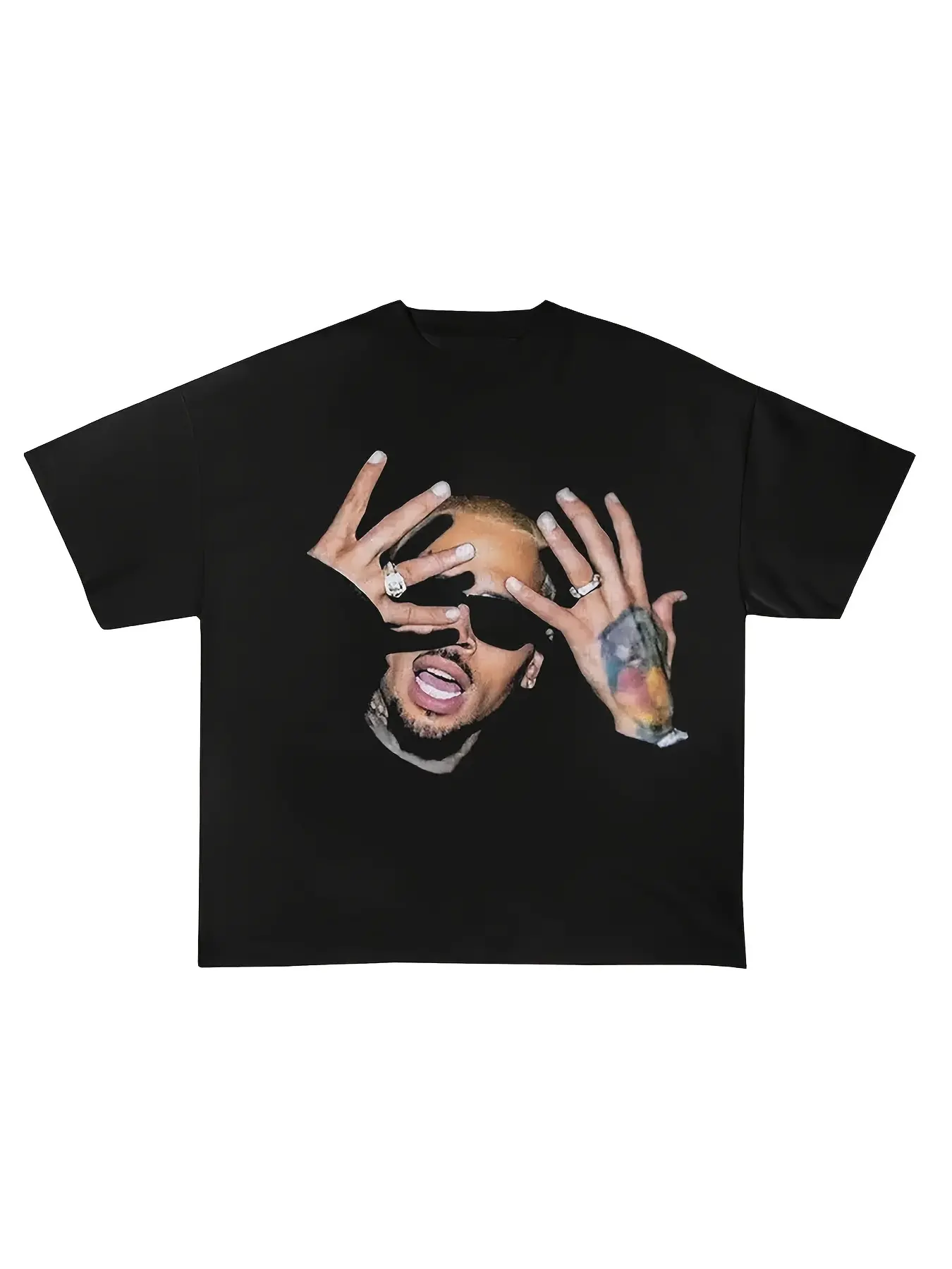 T-Shirt for Men with an Iconic Singer Graphic Print, Loose-Fitting Black Shortsleeve Design for Music Lovers, Casual, Round Neck, Menswear Top, Lightweight, All Seasons, Cotton, Machine Wash, Crew Neck, Normal Type