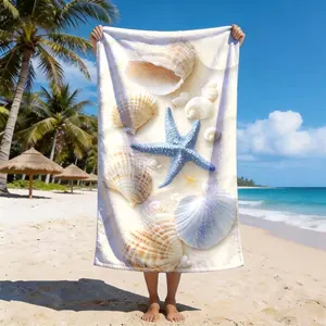 3D Shell Starfish Beach Towel, Quick-Dry Soft Polyester, Multi-Use Yoga Travel Swim Camping, Large Size, Best Gift