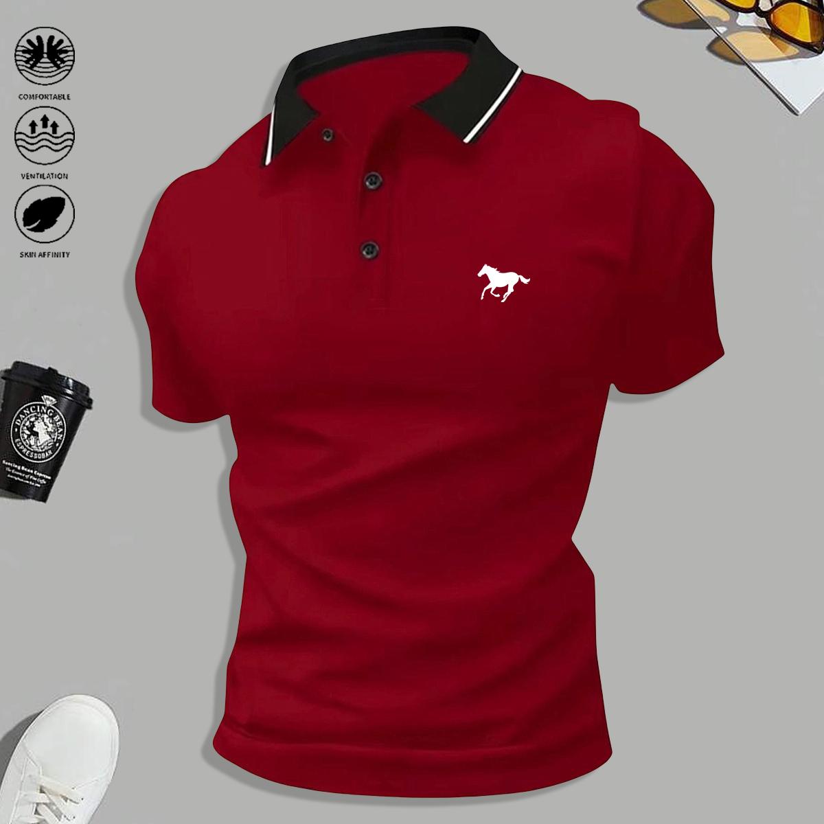 Men’s casual short-sleeve 5-piece set: polo shirt; suitable for outdoor sports, golf, and casual wear; men’s short sleeves, men’s tops, summer clothing, menswear
