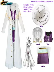 Nico Robin Cosplay Costume Anime One Piece Purple Dress Uniform Long Fur Collar White Cloak Punk Outfit Halloween