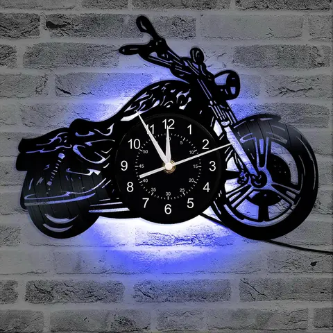 Motorcycle Design Vinyl Wall Clock without Battery, 1 Count Creative Wall Clock, Decorative Wall Clock for Home Living Room Bedroom, Home Decor, Room Decor, Led Wall Decoration