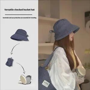 Kids Plaid Bucket Hat, Korean Style Summer Sun Hat for Boys & Girls, Cute Rolled Brim Fisherman Cap, Lightweight Breathable Sun Protection for Beach Travel Outdoor Play