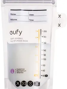 eufy Temp-Sensing Milk Storage Bags 7 oz Disposable Leakproof BPA-Free Color-Changing Temperature Indicator for Breastfeeding 120 Pieces